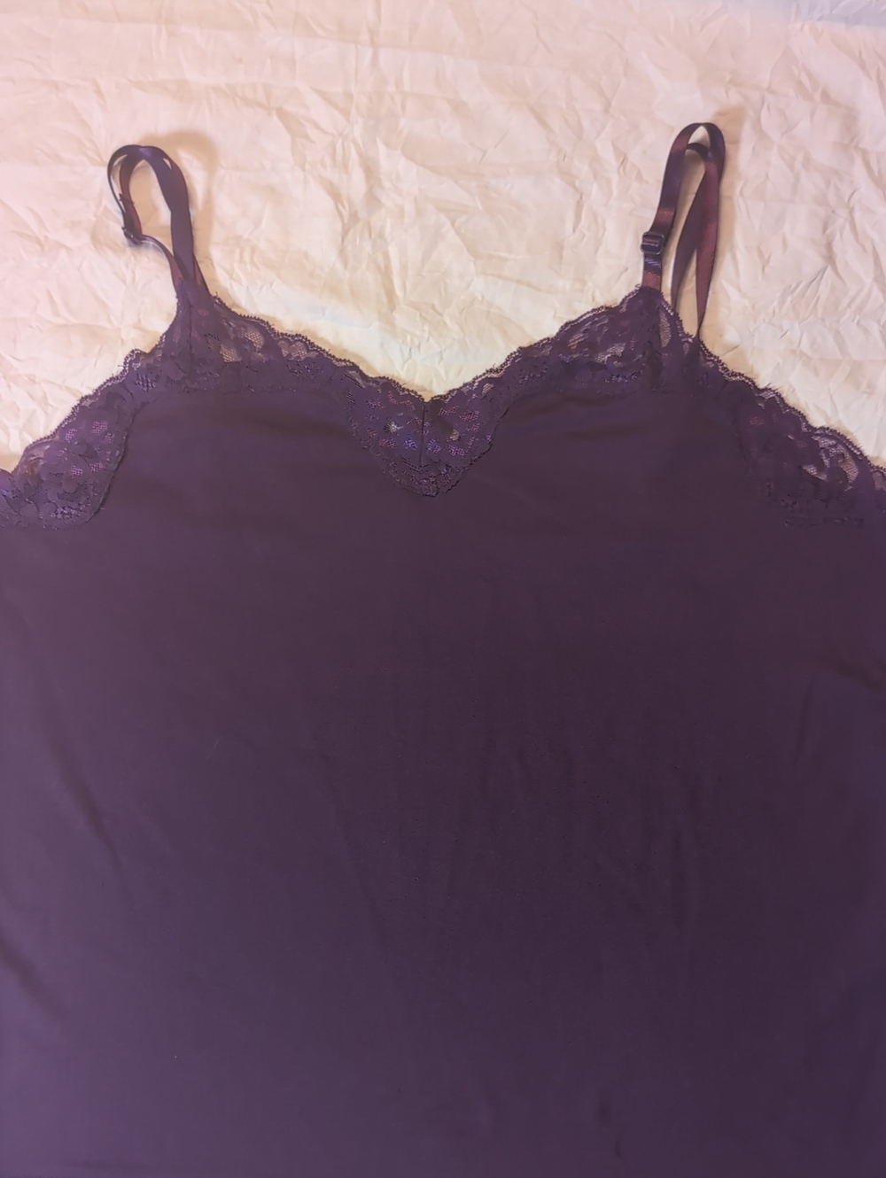 Vintage Dressbarn Dark Purple Lace Trim Camisole Tank Top Y2K Whimsigoth